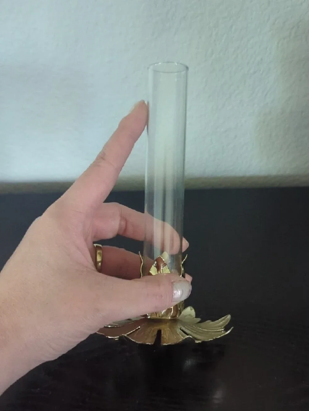 Vintage Gold Leaf Glass Bud Vase